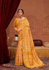 Tahiti Gold Ikkat Polka Dot Saree-3902